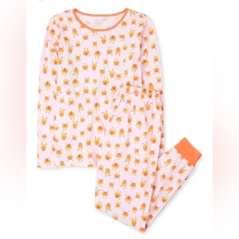 𝅺WOMENS Mommy And Me Halloween Candycorn Matching Cotton Pajamas - Cameo XS